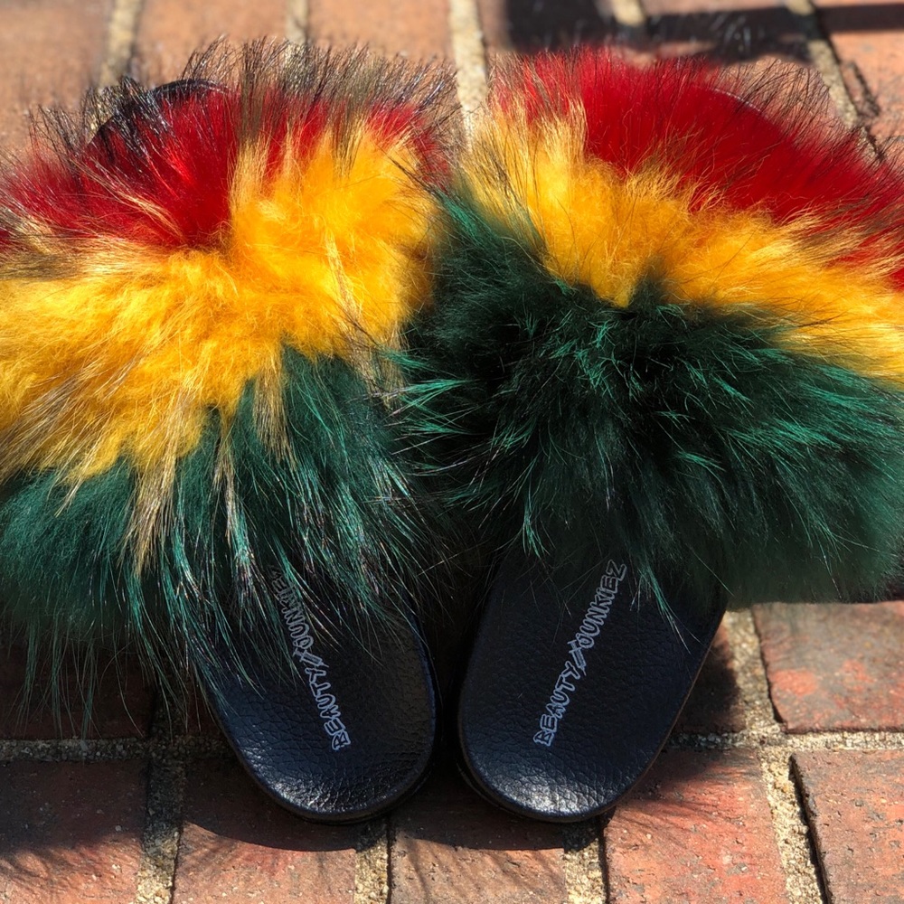 Jamaican Me Happy Fur Slides
